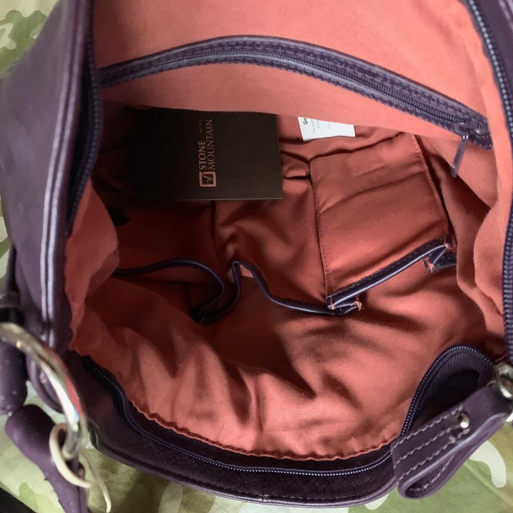 Stone Mountain GENUINE Deep Purple Leather Shoulder Bag NWT - Picture 13 of 15